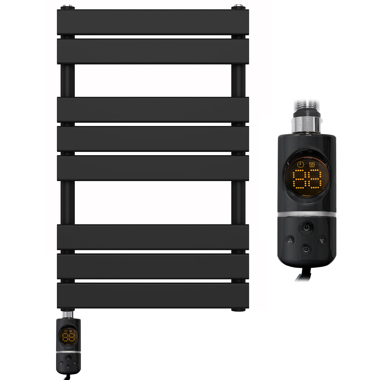 500mm Wide  x 800mm Matt Black Designer Bathroom Electric Heated Panel Towel Rail Radiator