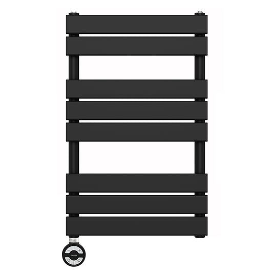 500 x 800mm Matt Black Designer Bathroom Electric Heated Panel Towel Rail Radiator