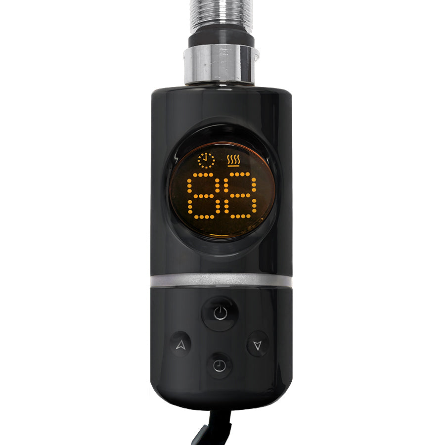 Small 300mm x 800mm Straight Matt Black Electric Pre-Filled Heated Towel Rail Radiator