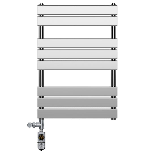 500 x 800mm Flat Panel Chrome Dual Fuel Panel Towel Rail Radiator