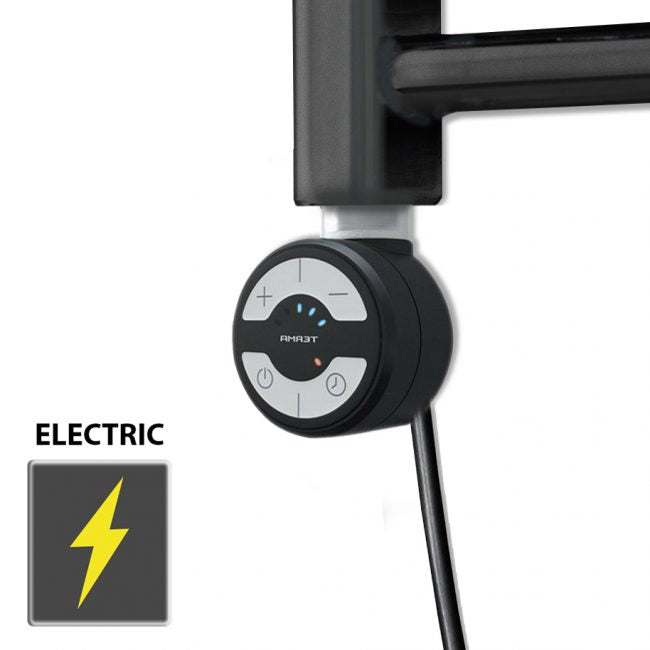 300mm x 1600mm Straight Matt Black Electric Pre-Filled Heated Towel Rail Radiator