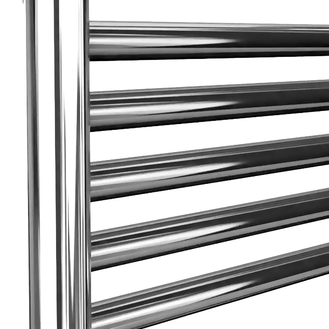 Dual Fuel 400mm x 1600mm Curved Chrome Heated Towel Rail Radiator- (incl. Valves + Electric Heating Kit)