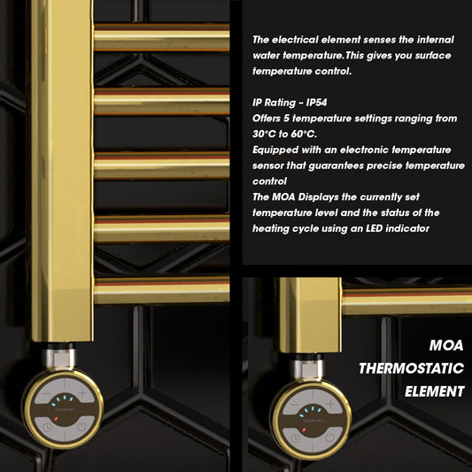 Terma MOA Electrical Towel Rail Radiator Heating Element Gold