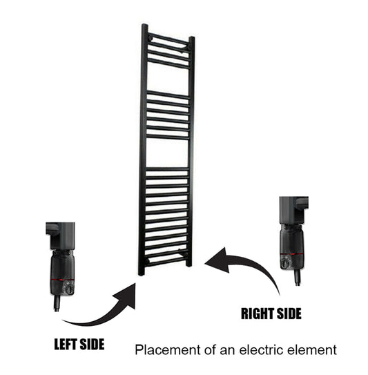 Black GT Thermostatic Heating Electric Element for Heated Towel Rail Radiator with T Pieces
