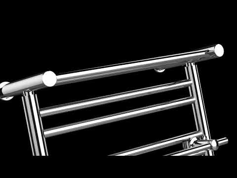490 x 680mm Dual Fuel Chrome Towel Rail Radiator Top Shelf & Two Towel Holder OSLO For Bathroom & Kitchen