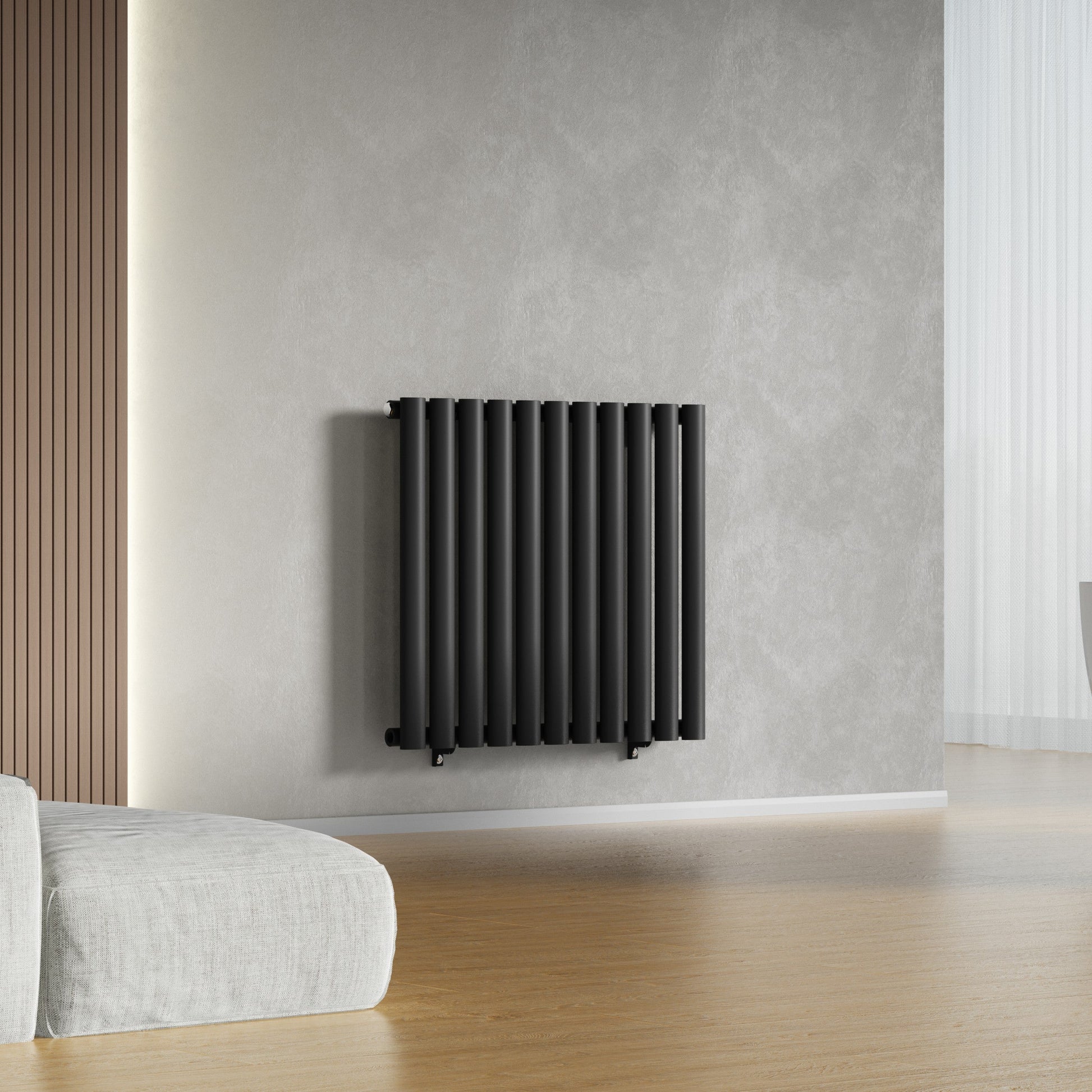 Designer 660mm x 600mm Black Horizontal Single Column Radiator, 1535 BTU