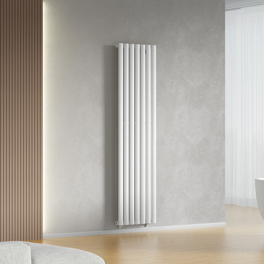 Designer 420mm x 1600mm White Vertical Single Column Radiator, 2373 BTU