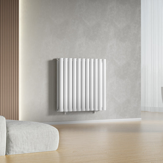 Designer 660mm x 600mm White Horizontal Double Column Radiator, 2851 BTU