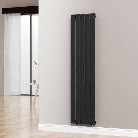 Designer 376mm x 1600mm Black Vertical Single Flat Panel Radiator, 2131 BTU