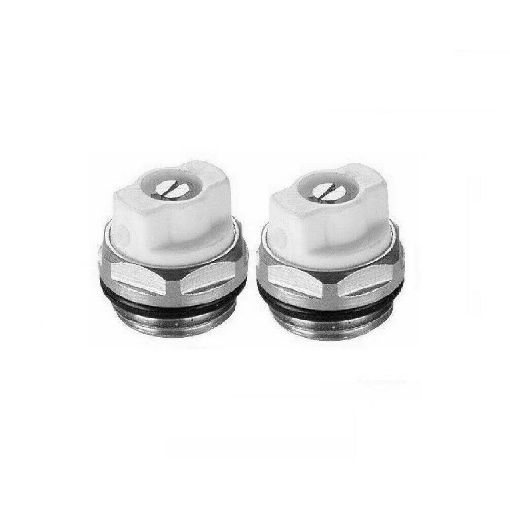 Radiator White Air Vent Bleed Plug Valve 1/2"(15mm) 2 PCS