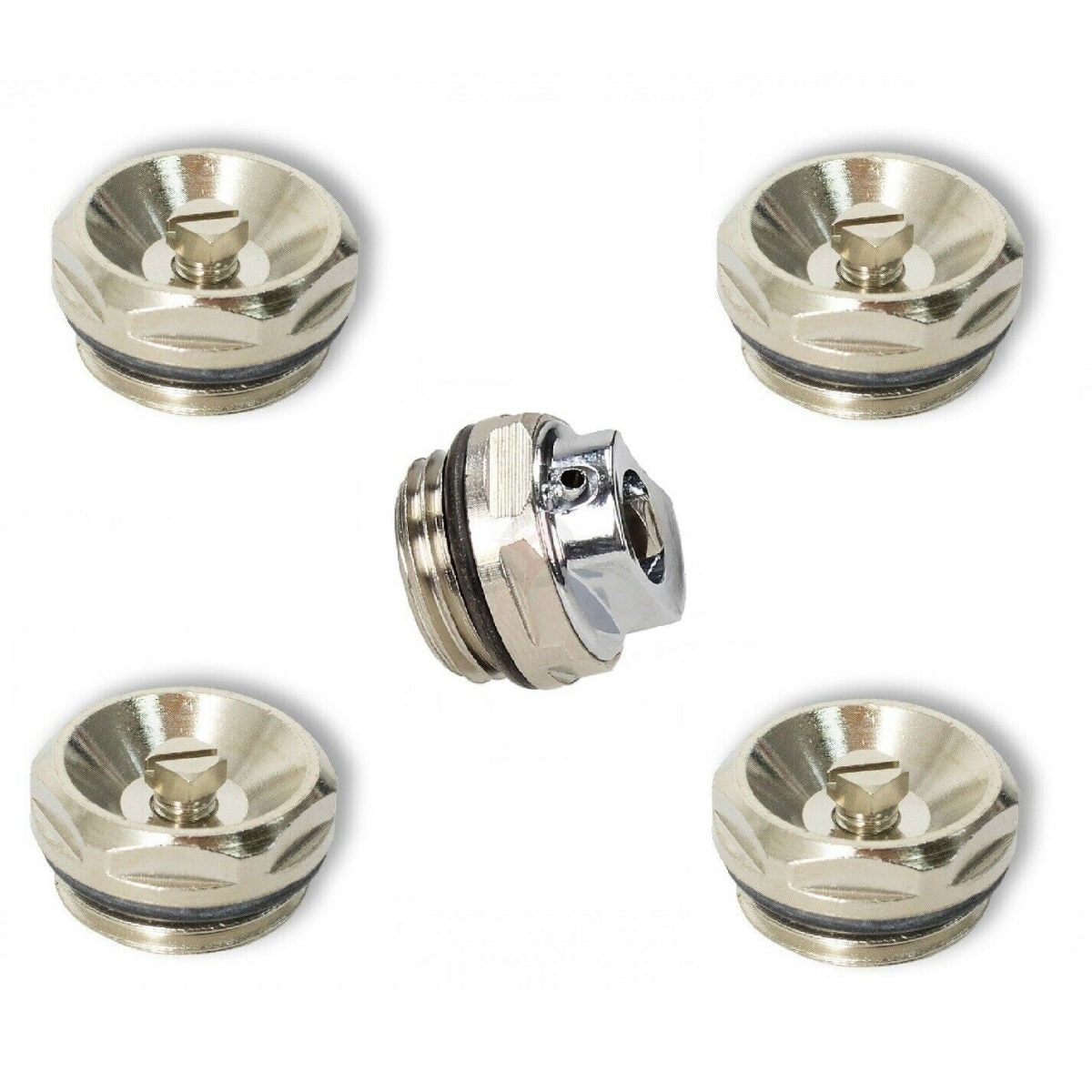 Radiator 15mm Air Vent Bleed Plug Valve 1/2" Chrome 5 PCS