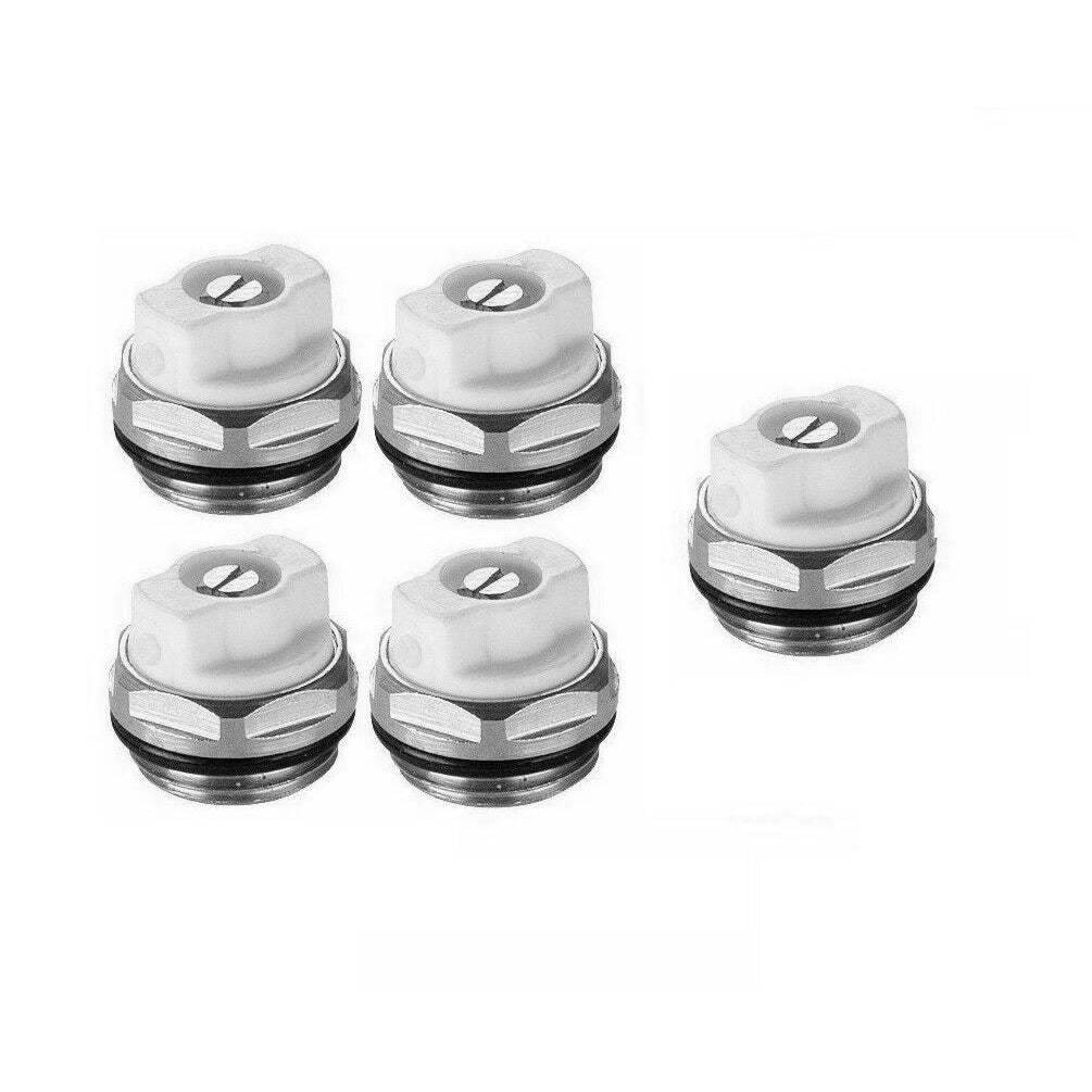 Radiator White Air Vent Bleed Plug Valve 1/2"(15mm) 5 PCS
