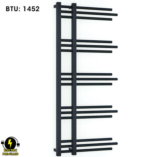 Matt Black Electric Heated Towel Rail Radiator 500mm x 1200mm Straight Sydney Designer