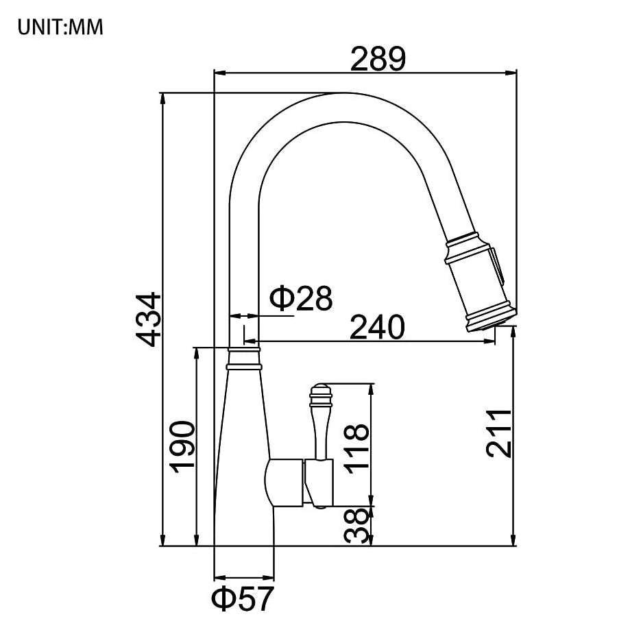 Stainless Steel Kitchen Faucet 360 Flexible Pull Out Hose Dual Spray Black Tap Mixer Model KPY-30221
