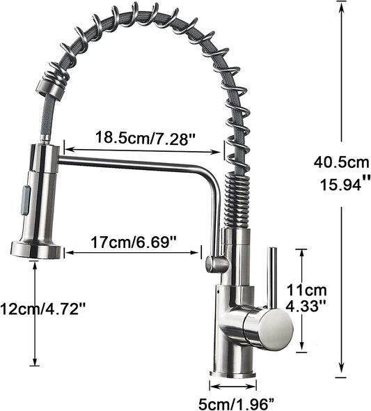 Stainless Steel Kitchen Faucet 360 Flexible Bendable Swivel Dual Spray Chrome Tap Mixer Model KPY-30235