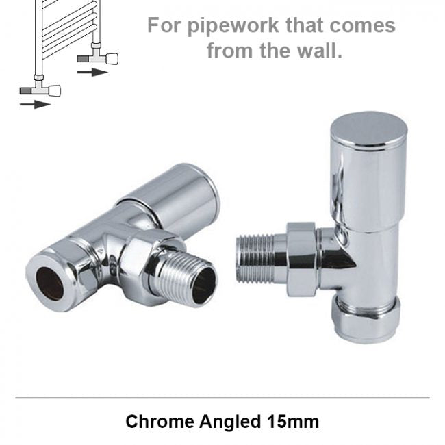 Standard Angled Chrome Radiator Valves 15mm Pair