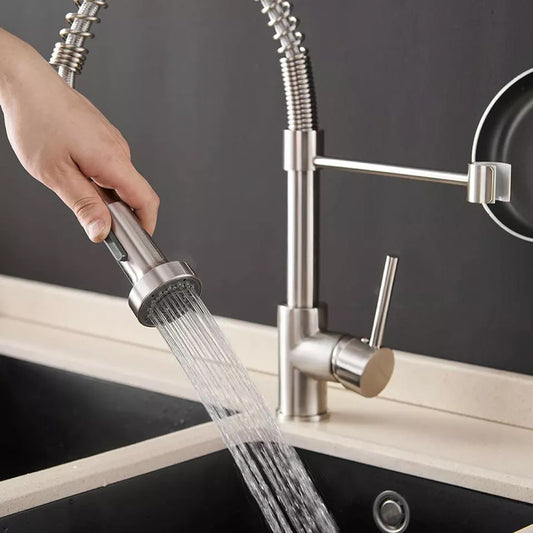 Stainless Steel Kitchen Faucet 360 Flexible Bendable Swivel Dual Spray Chrome Tap Mixer Model KPY-30230