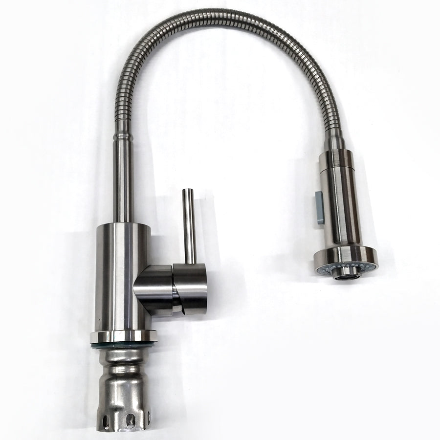 Stainless Steel Kitchen Faucet 360 Flexible Pull Out Hose Dual Spray Chrome Tap Mixer Model KPY-30209