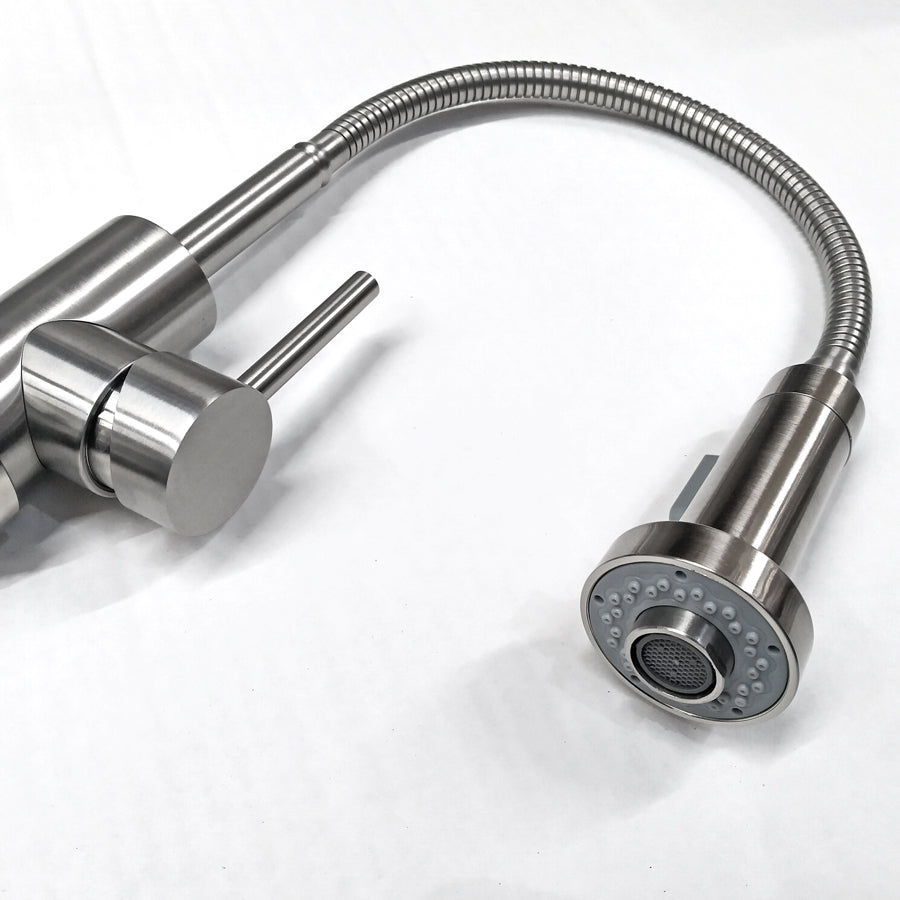 Stainless Steel Kitchen Faucet 360 Flexible Pull Out Hose Dual Spray Chrome Tap Mixer Model KPY-30209