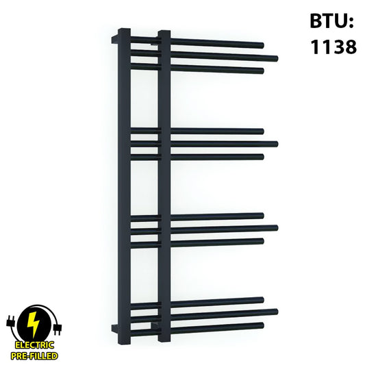 Matt Black Electric Heated Towel Rail Radiator 500mm x 900mm Straight Sydney Designer