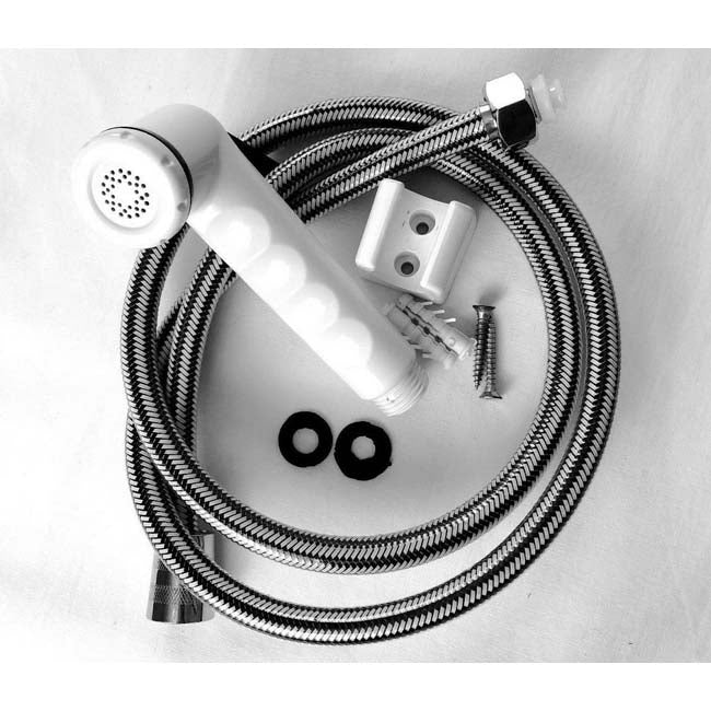 Shattaf Bidet Shower Head Spray Holder Hose With Folyo White Set