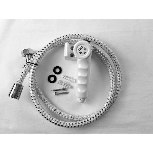 Shattaf Bidet Shower Head Spray Holder Hose With Folyo White Set