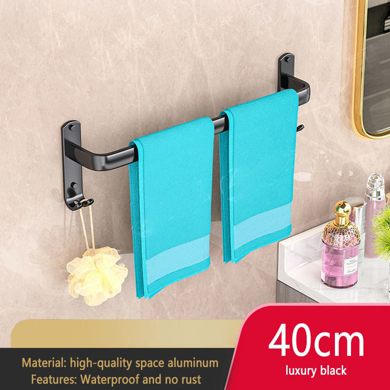 Black Bathroom Towel Rack Storage Organizer, Wall Mount Hanger, Widths 30-80cm