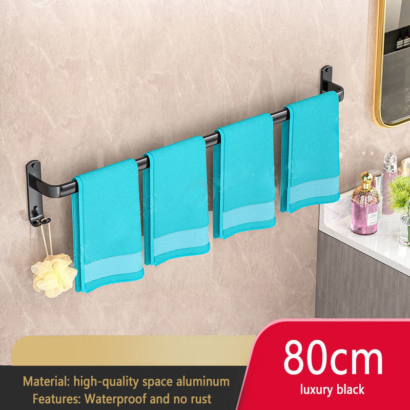 Black Bathroom Towel Rack Storage Organizer, Wall Mount Hanger, Widths 30-80cm