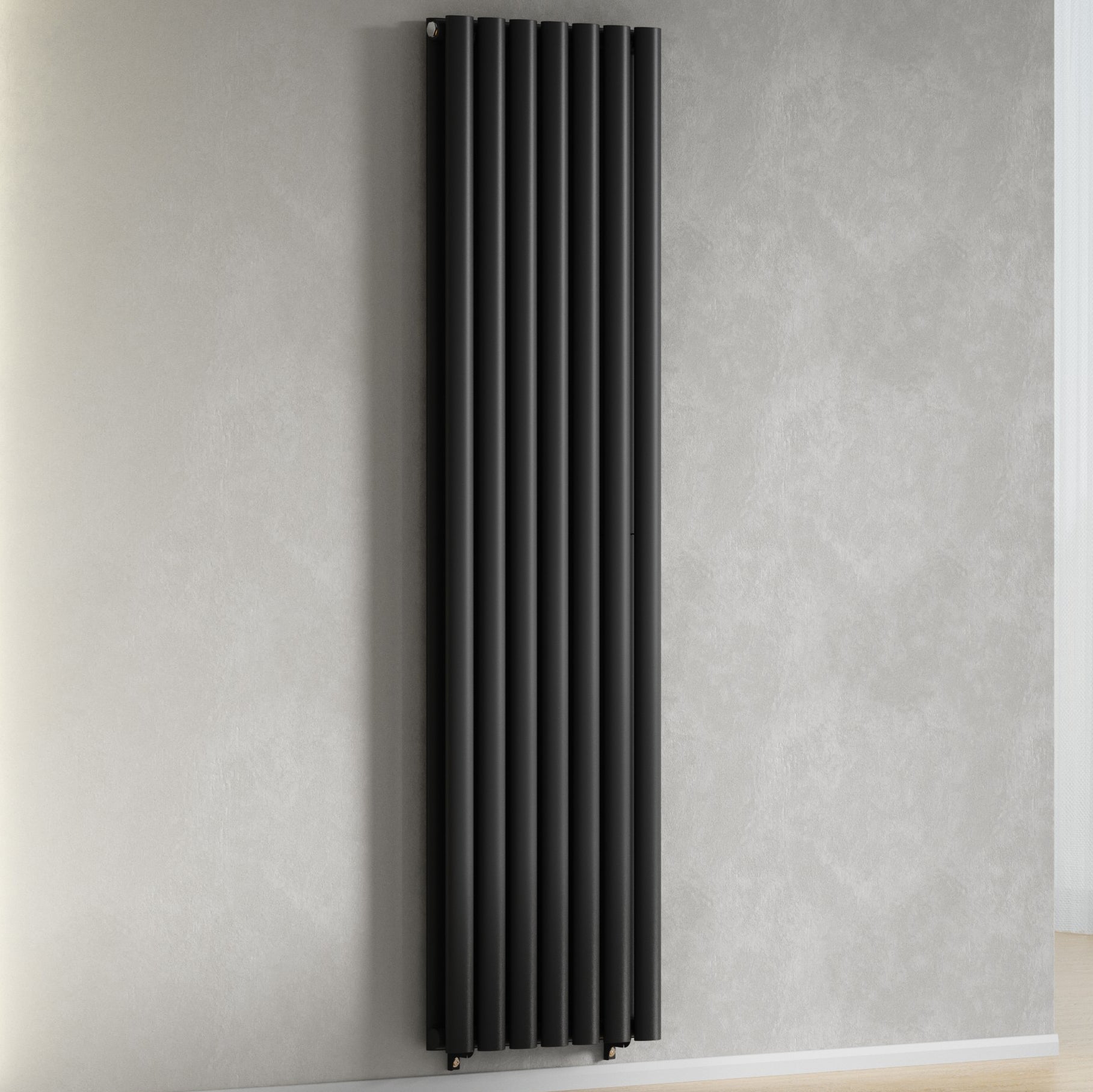 Designer 420mm x 1600mm Black Vertical Double Column Radiator, 4607 BTU