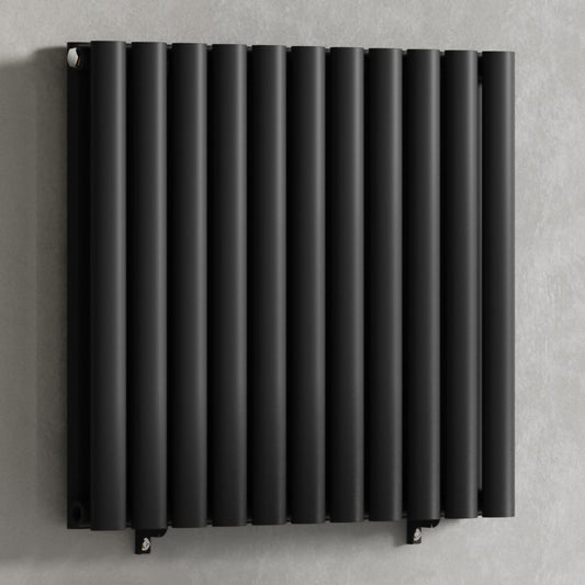 Designer 660mm x 600mm Black Horizontal Double Column Radiator, 2851 BTU