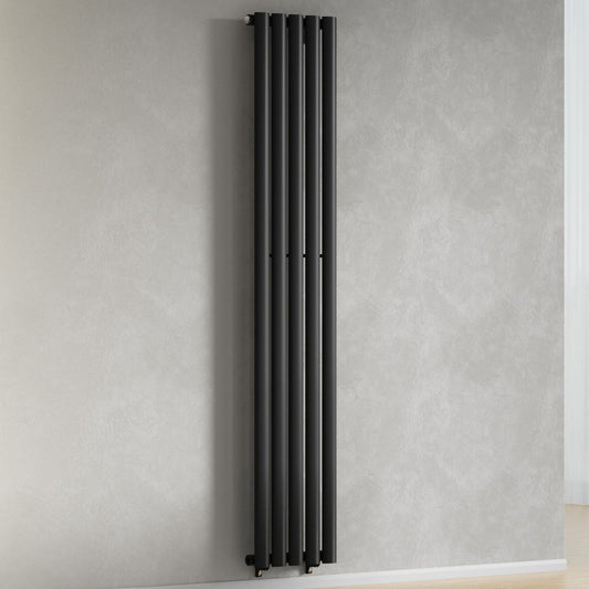 Designer 300mm x 1600mm Black Vertical Single Column Radiator, 1695 BTU
