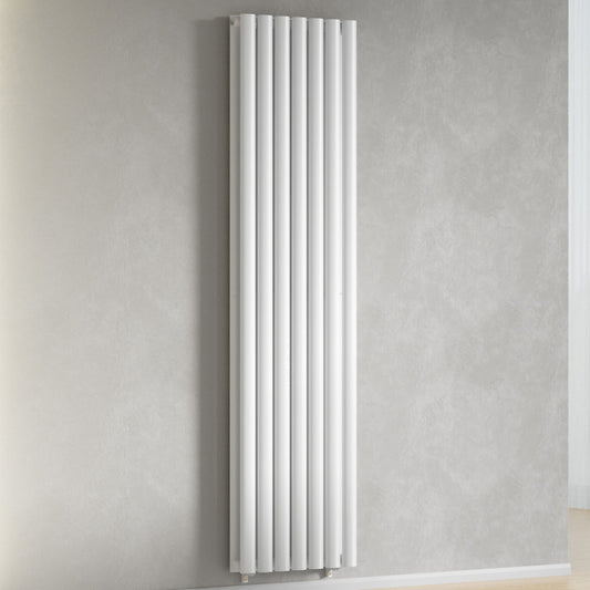 Designer 420mm x 1600mm White Vertical Double Column Radiator, 4607 BTU