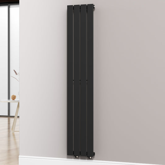 Designer 300mm x 1600mm Black Vertical Single Flat Panel Radiator, 1705 BTU