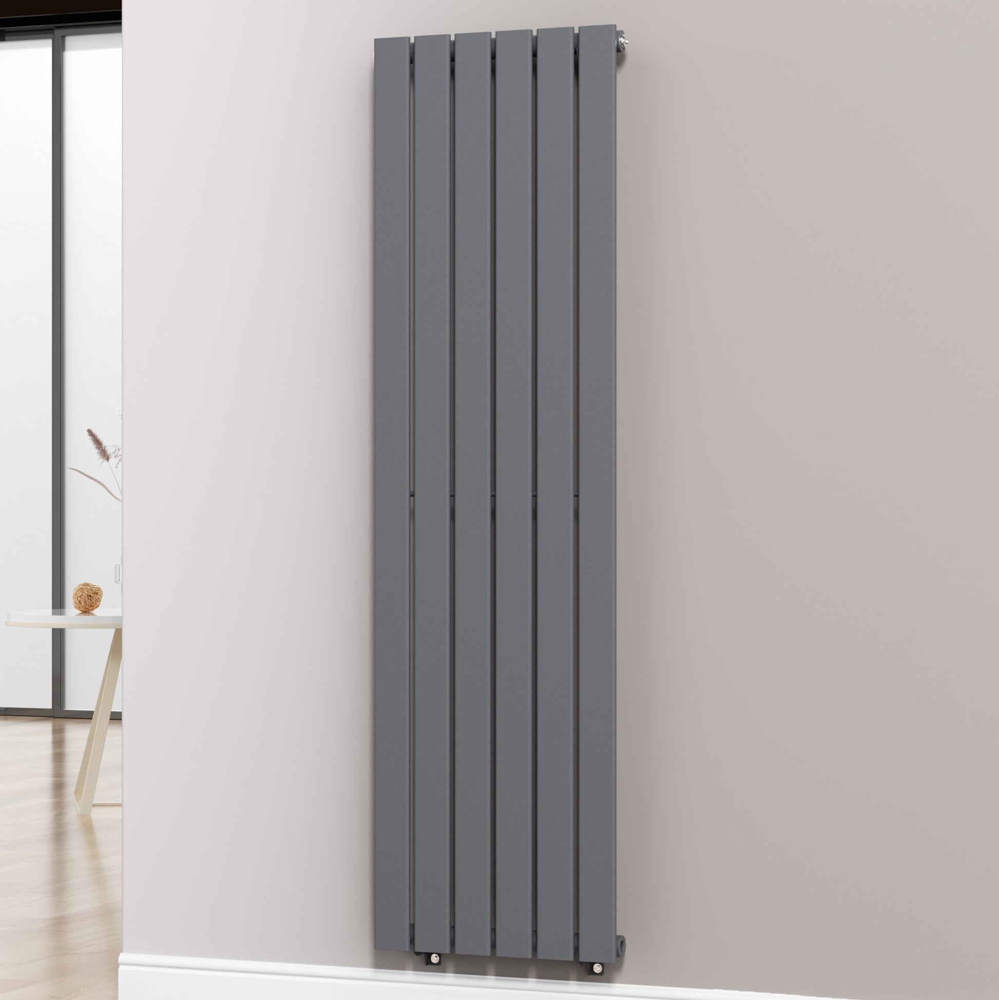 Designer 452mm x 1600mm Anthracite Gray Vertical Single Flat Panel Radiator, 2558 BTU
