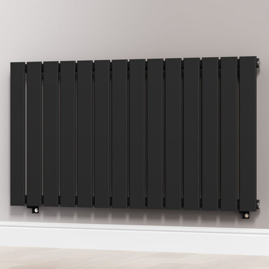 Designer 1060mm x 600mm Black Horizontal Single Flat Panel Radiator, 2503 BTU