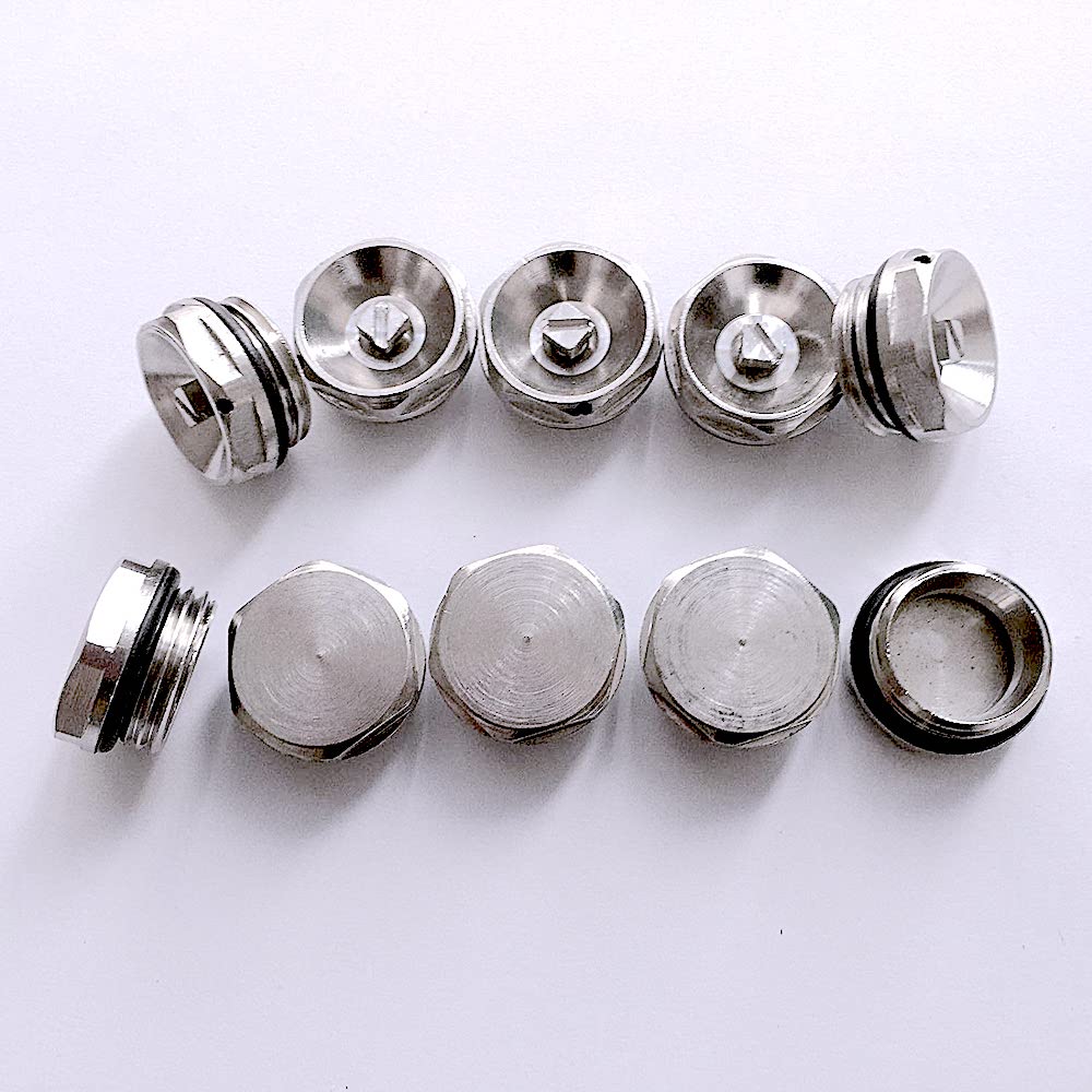 Chrome Blanking Blank Plug and Air Vent Valve 1/2" BSP 15mm 5 Pcs Each