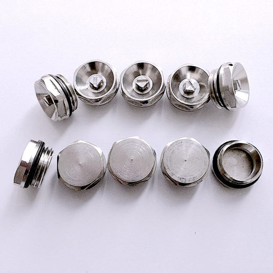 Chrome Blanking Blank Plug and Air Vent Valve 1/2" BSP 15mm 5 Pcs Each