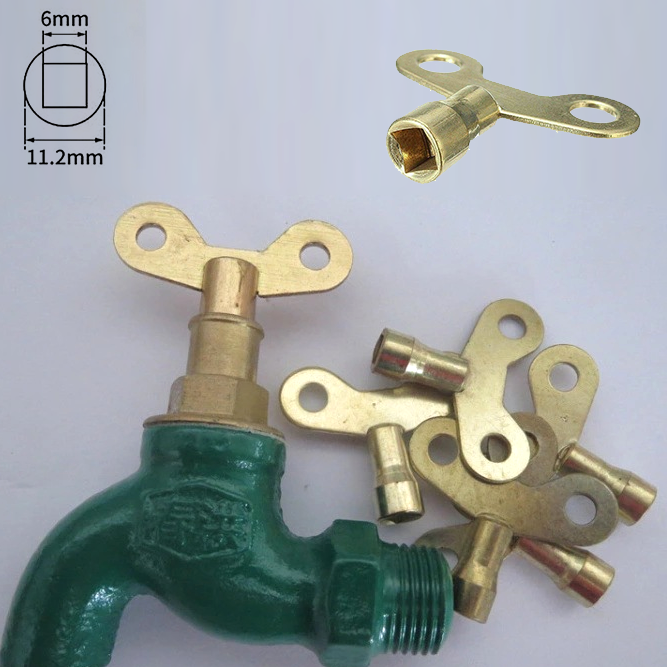Water Tap Key Metal Clock Type Plumbing Switch Keys For Faucet 6mm x5