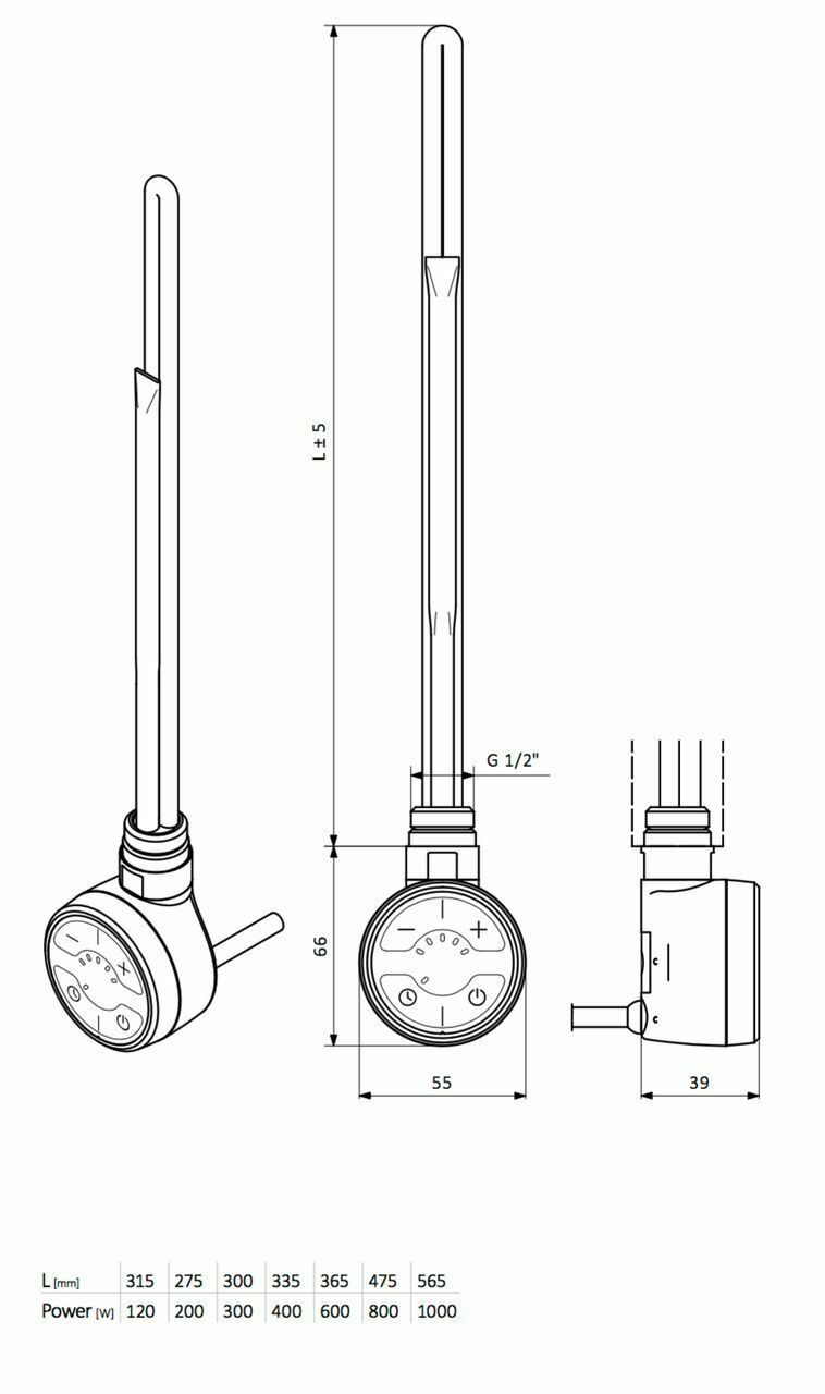 Terma MOA Thermostatic Electric Element for Heated Towel Rail Radiator White Conversion Kit With T-Pieces