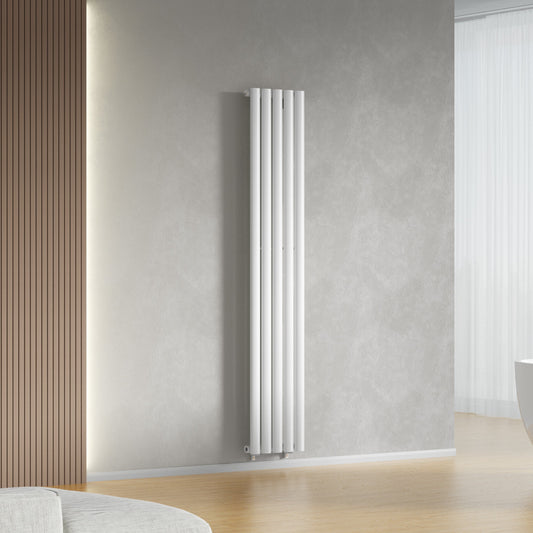 Designer 300mm x 1600mm White Vertical Single Column Radiator 1695 Btu