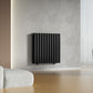 Designer 660mm x 600mm Black Horizontal Double Column Radiator 2851 Btu 