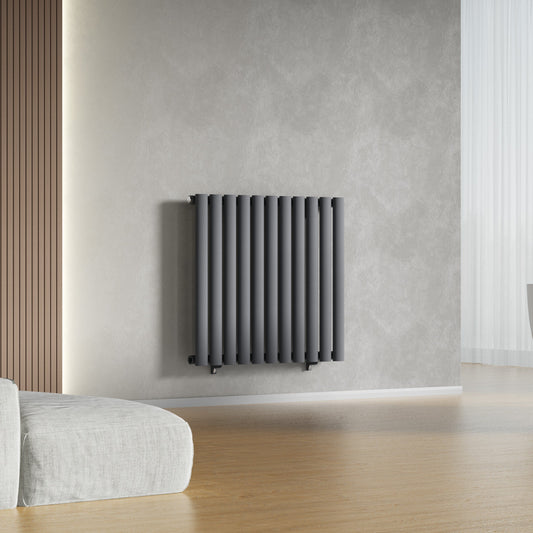 Designer 660mm x 600mm Anthracite Horizontal Single Column Radiator 1535 Btu