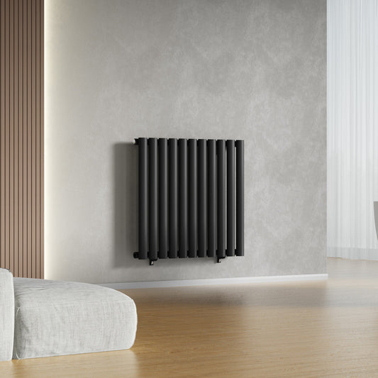 Designer 660mm x 600mm Black Horizontal Single Column Radiator 1535 Btu