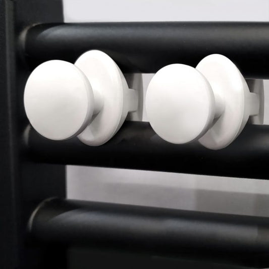 White Extra Hanger for Heated Towel Rail Radiator - Bath Robe Hook Clip (Pair)