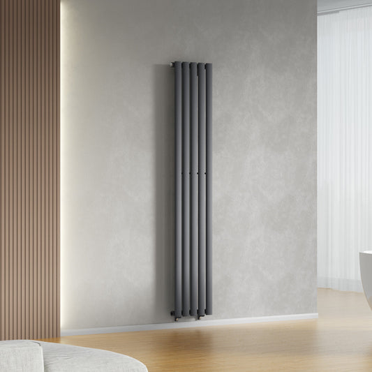 Designer 300mm x 1600mm Anthracite Vertical Single Column Radiator 1695 Btu