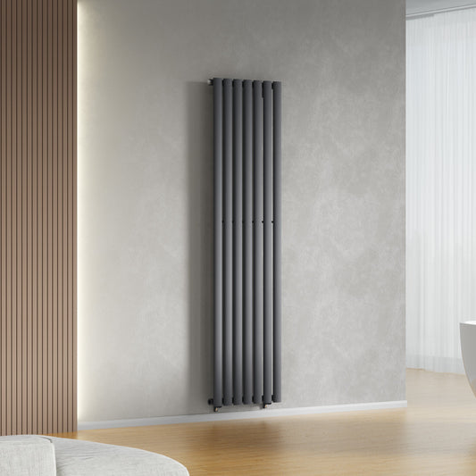 Designer 420mm x 1600mm Anthracite Vertical Single Column Radiator 2373 Btu