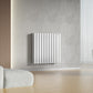 Designer 660mm x 600mm White Horizontal Double Column Radiator 2851 Btu 