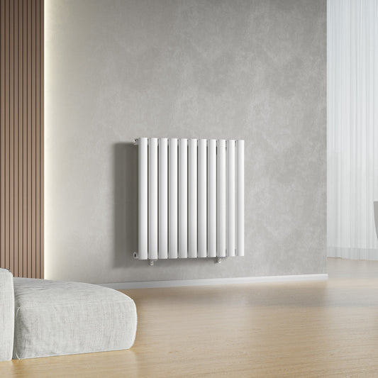 Designer 660mm x 600mm White Horizontal Single Column Radiator 1535 Btu