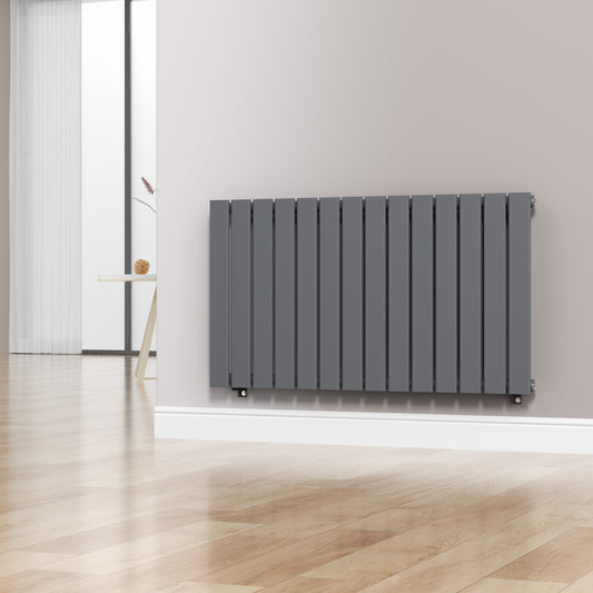 Designer 1060mm x 600mm Anthracite Gray Horizontal Single Flat Panel Radiator 2503 Btu