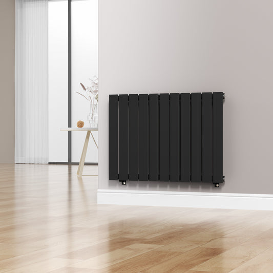 Designer 832mm x 600mm Black Horizontal Single Flat Panel Radiator 1964 Btu